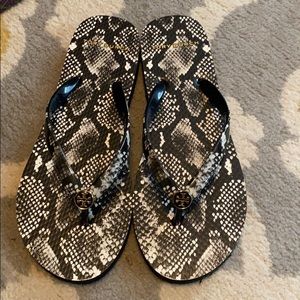 Tory Burch flip flops size 6 snake print